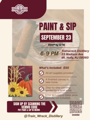 Burgundy And Beige Modern Illustrated Fun Party Paint And Sip Flyer - 1